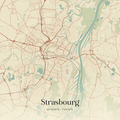 Fototapeta premium Vintage map of Strasbourg, France.