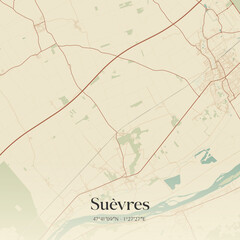 Naklejka premium Vintage map of Suèvres, France.