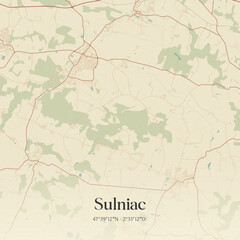 Fototapeta premium Vintage map of Sulniac, France.