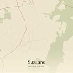 Obraz premium Vintage map of Suzanne, France.