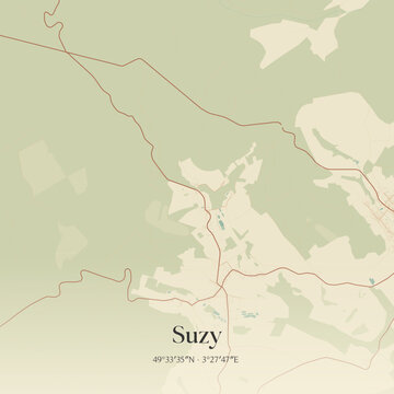 Vintage map of Suzy, France.
