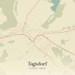 Obraz premium Vintage map of Tagsdorf, France.