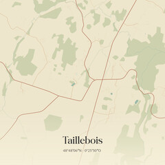 Fototapeta premium Vintage map of Taillebois, France.
