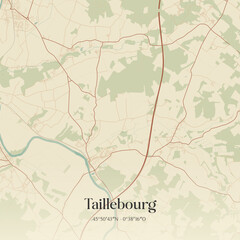 Fototapeta premium Vintage map of Taillebourg, France.