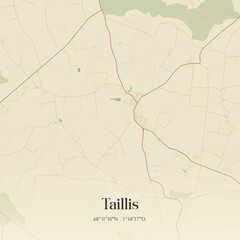 Fototapeta premium Vintage map of Taillis, France.
