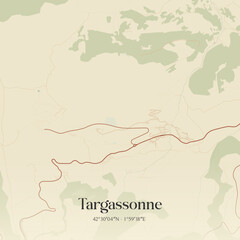 Fototapeta premium Vintage map of Targassonne, France.