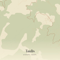 Fototapeta premium Vintage map of Taulis, France.