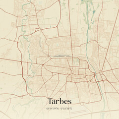 Obraz premium Vintage map of Tarbes, France.