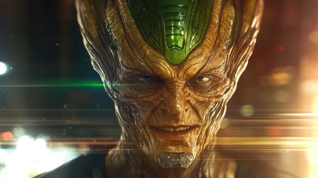 This captivating image features an alien creature with unique textures and features, representing an imaginative exploration of extraterrestrial life forms.