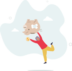 Poor retiree old man, broke losing all pension or retirement funds, financial problem, poverty or bankruptcy after retired concept,flat character life .