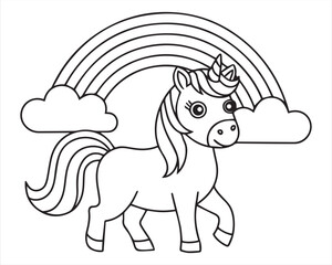 Simple Unicorn Outline Drawing  Fun Coloring Activity for Kids