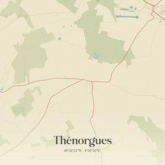 Obraz premium Vintage map of Thénorgues, France.