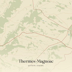 Fototapeta premium Vintage map of Thermes-Magnoac, France.