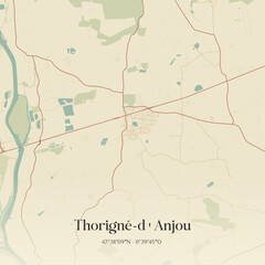 Obraz premium Vintage map of Thorigné-d'Anjou, France.