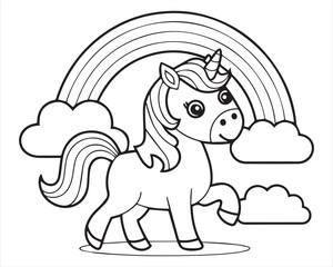 Simple Unicorn Outline Drawing  Fun Coloring Activity for Kids