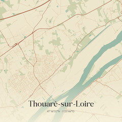 Fototapeta premium Vintage map of Thouaré-sur-Loire, France.