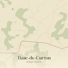 Naklejka premium Vintage map of Tizac-de-Curton, France.
