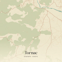 Obraz premium Vintage map of Tornac, France.