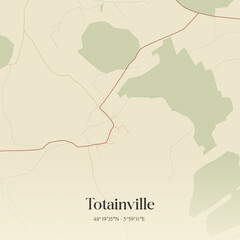 Fototapeta premium Vintage map of Totainville, France.