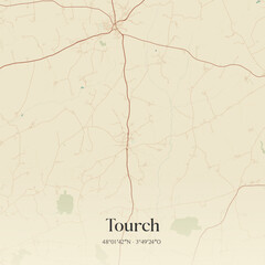 Obraz premium Vintage map of Tourch, France.