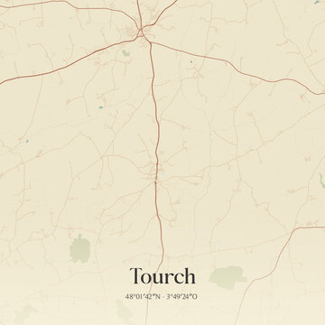 Vintage map of Tourch, France.