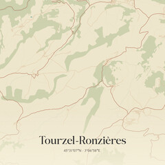 Fototapeta premium Vintage map of Tourzel-Ronzières, France.