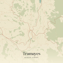 Obraz premium Vintage map of Tramayes, France.