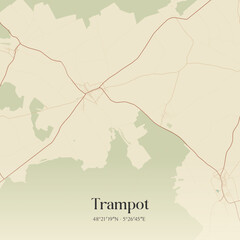 Obraz premium Vintage map of Trampot, France.