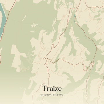 Vintage map of Traize, France.