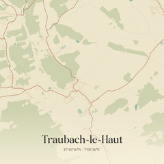 Obraz premium Vintage map of Traubach-le-Haut, France.