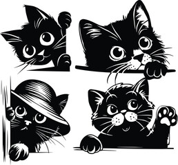 Obraz premium Peeking Cat SVG Bundle, Cute Cat Clipart 