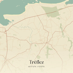 Fototapeta premium Vintage map of Tréflez, France.