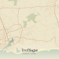 Obraz premium Vintage map of Treffiagat, France.