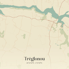 Obraz premium Vintage map of Tréglonou, France.