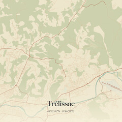 Fototapeta premium Vintage map of Trélissac, France.