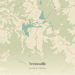 Obraz premium Vintage map of Trémouille, France.