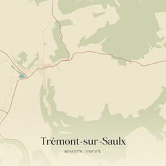 Obraz premium Vintage map of Trémont-sur-Saulx, France.