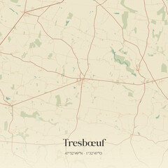 Fototapeta premium Vintage map of Tresbœuf, France.