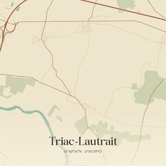 Fototapeta premium Vintage map of Triac-Lautrait, France.