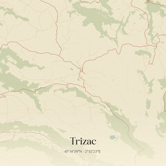 Fototapeta premium Vintage map of Trizac, France.