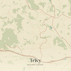 Fototapeta premium Vintage map of Trivy, France.