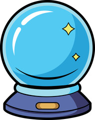 Vibrant and Mystical Minimalist Vector Illustration of a Cartoon Crystal Ball – High-Quality Digital Art with a Colorful, Enchanting, and Futuristic Design