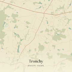 Fototapeta premium Vintage map of Tronchy, France.