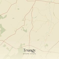 Fototapeta premium Vintage map of Trungy, France.