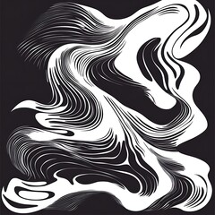 Abstract black and white flowing lines graphic design