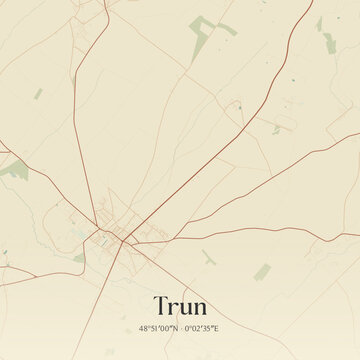 Vintage map of Trun, France.