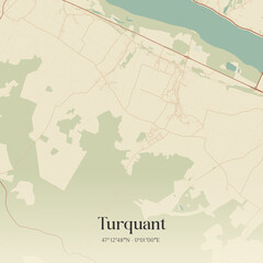 Obraz premium Vintage map of Turquant, France.