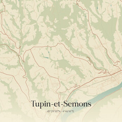 Obraz premium Vintage map of Tupin-et-Semons, France.
