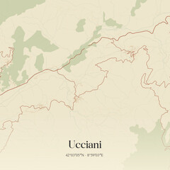 Obraz premium Vintage map of Ucciani, France.