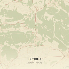 Fototapeta premium Vintage map of Uchaux, France.